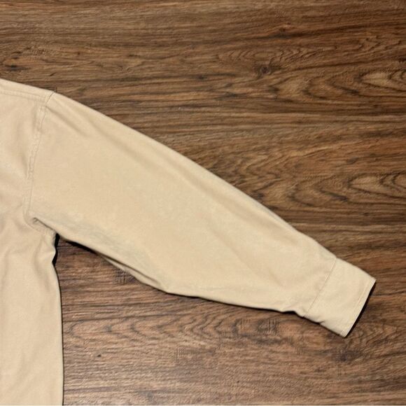 Bruno Sueded Microfiber Long Sleeve Button-Up Shirt Cream Beige Size XL - Picture 6 of 11